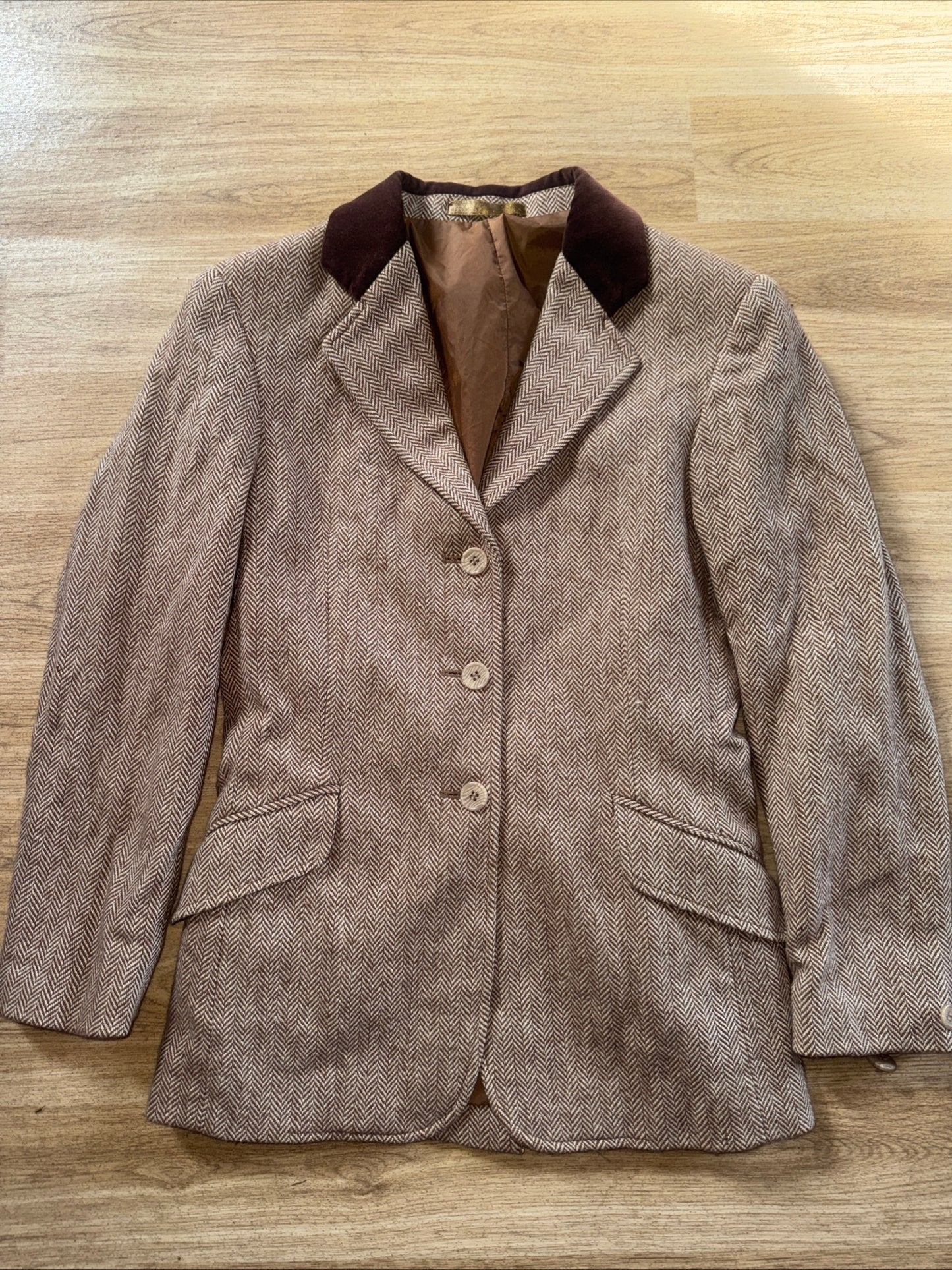 Shires Brown Tweed Show Jacket Junior 30” Velvet Collar #12