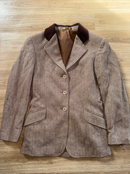 Shires Brown Tweed Show Jacket Junior 30” Velvet Collar #12