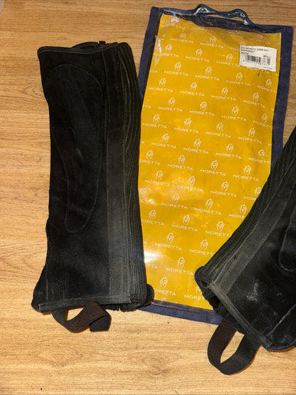Shires Moretta Black Suede Half Chaps - Ladies Small