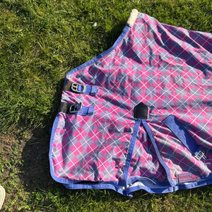 Shires Pink Purple Check 5ft Stable Sheet - Free Postage