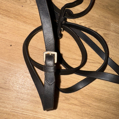 Plain English Leather Black Show Reins - Full #1224