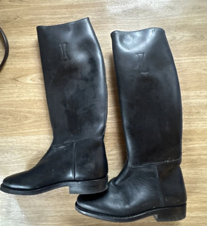 Long Leather Traditional Riding Boots - Ladies Size 4
