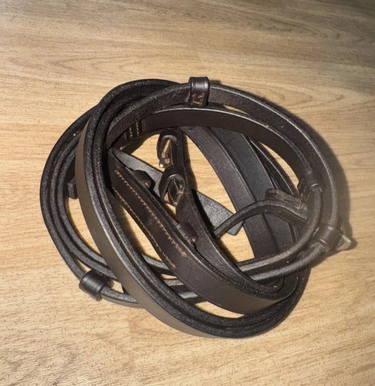 David Young Saddlery Havana Plain Leather Continental Reins - FULL  #9