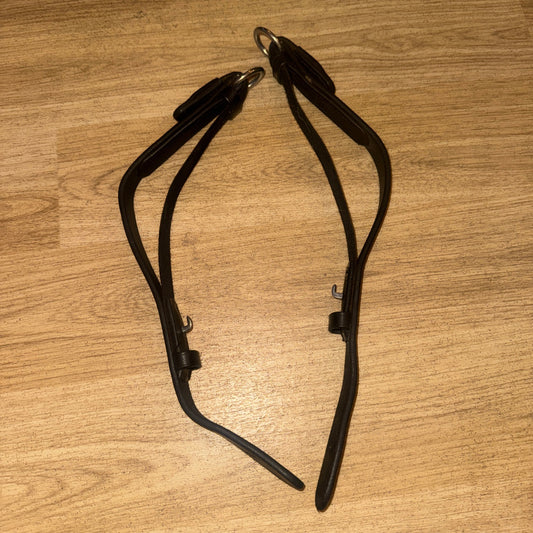 Black Leather Elasticated Flexi Reins - Full #1