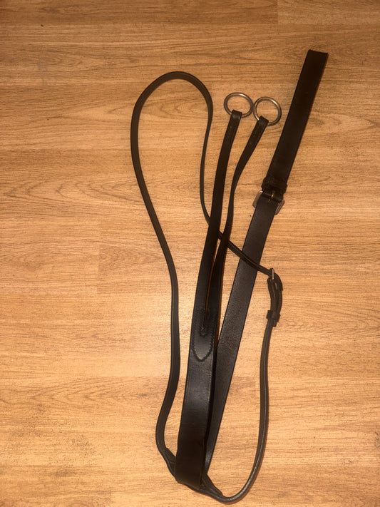 Black Leather Running Martingale – Pony Size #1
