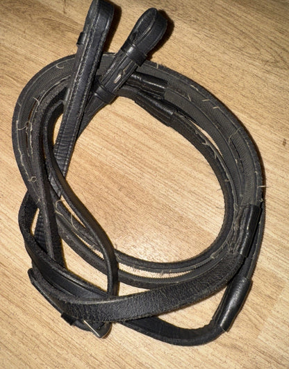 Pony Size Black Half Rubber Lined Reins #65