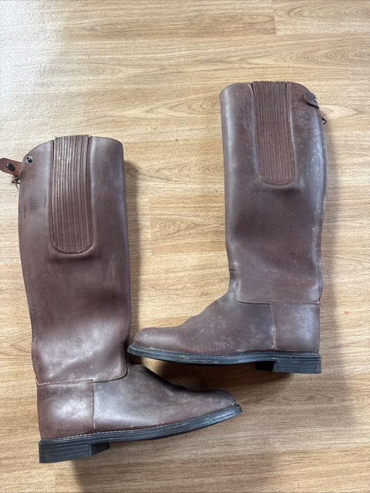 Rectiligne Brown Leather Zip Up Long Riding Boots Size 39 / 6 | Rider Wear Horse