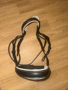 Black Leather White Padded Cob Bridle - Free Postage