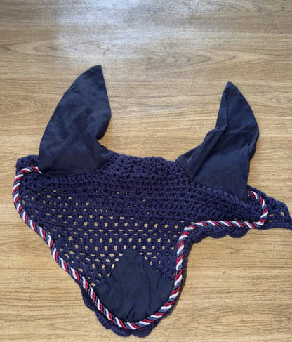Navy Bound Red White Trim Full Size Ears Ear Veil #28