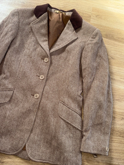 Shires Brown Tweed Show Jacket Junior 30” Velvet Collar #12