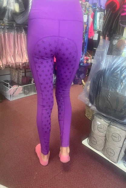 Funky Fit Purple Silicon Stars Riding Tights - Small