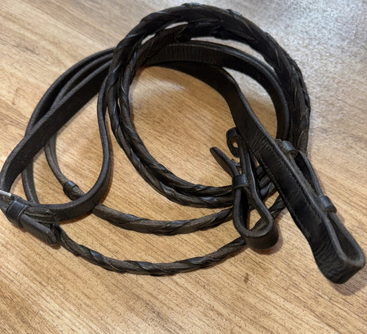 Black English Leather Laced 56” Reins #58