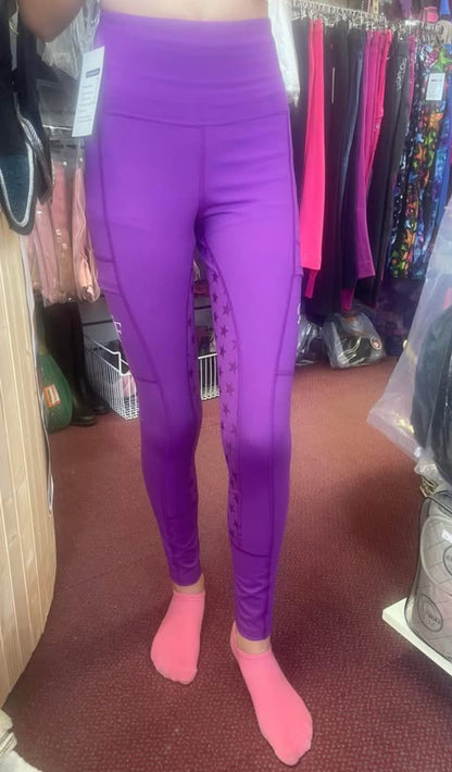 Funky Fit Purple Silicon Stars Riding Tights - Small