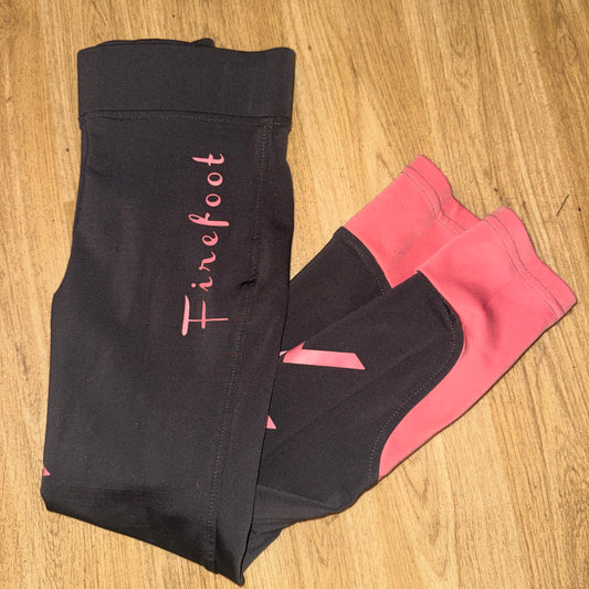Firefoot Girls 22” 6/7yrs Pink Grey Horse Riding Tights | Second Hand Tack Rider