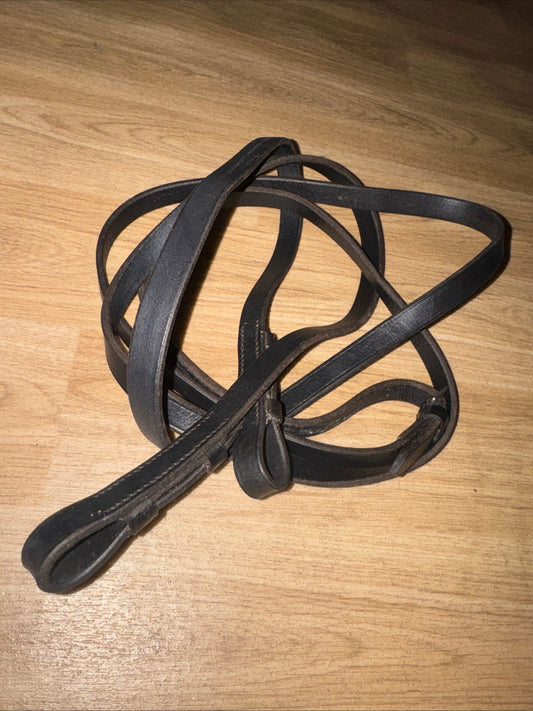 Plain Black Leather Reins 54” Full Size | Second Hand Tack #346