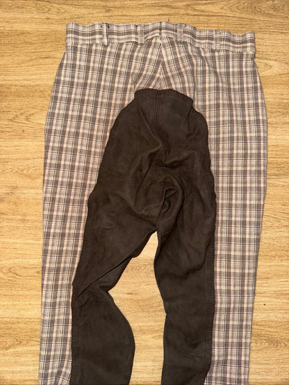 Pikeur Beige Check Ladies 26” Breeches - Full Suede Seat