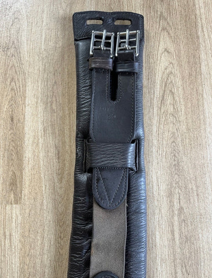 24” Leather Horse Girth Brown Padded Elastic English Saddle Girth