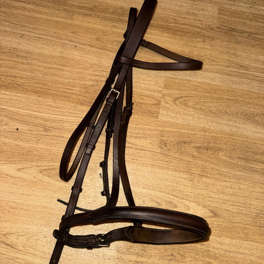 Pony Size English Leather Bridle – Brown Soft Leather Pony Bridle with 15” Browband
 #777