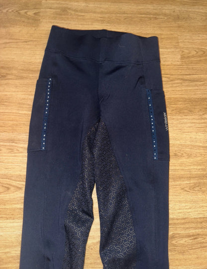 Whitaker Navy Ladies Size Small Silicone Seat Riding Tights