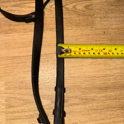 Plain English Leather Black Show Reins - Full #1224