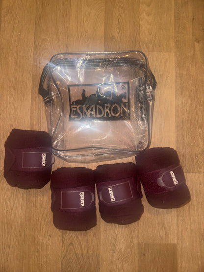 Eskadron Plum Burgandy Fleece Polo Bandages - Stable Showing Travel