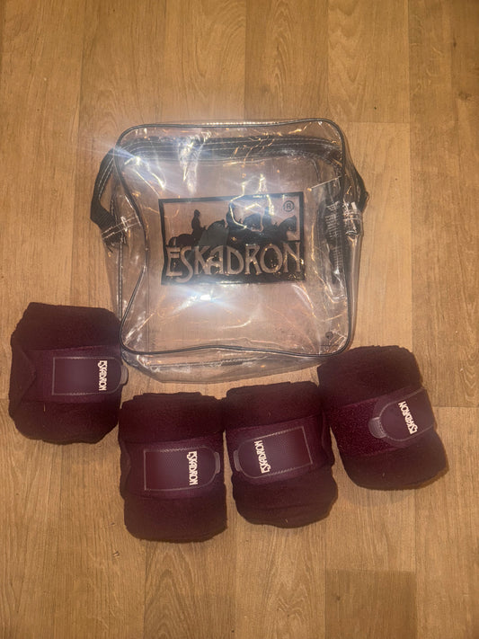 Eskadron Plum Burgandy Fleece Polo Bandages - Stable Showing Travel