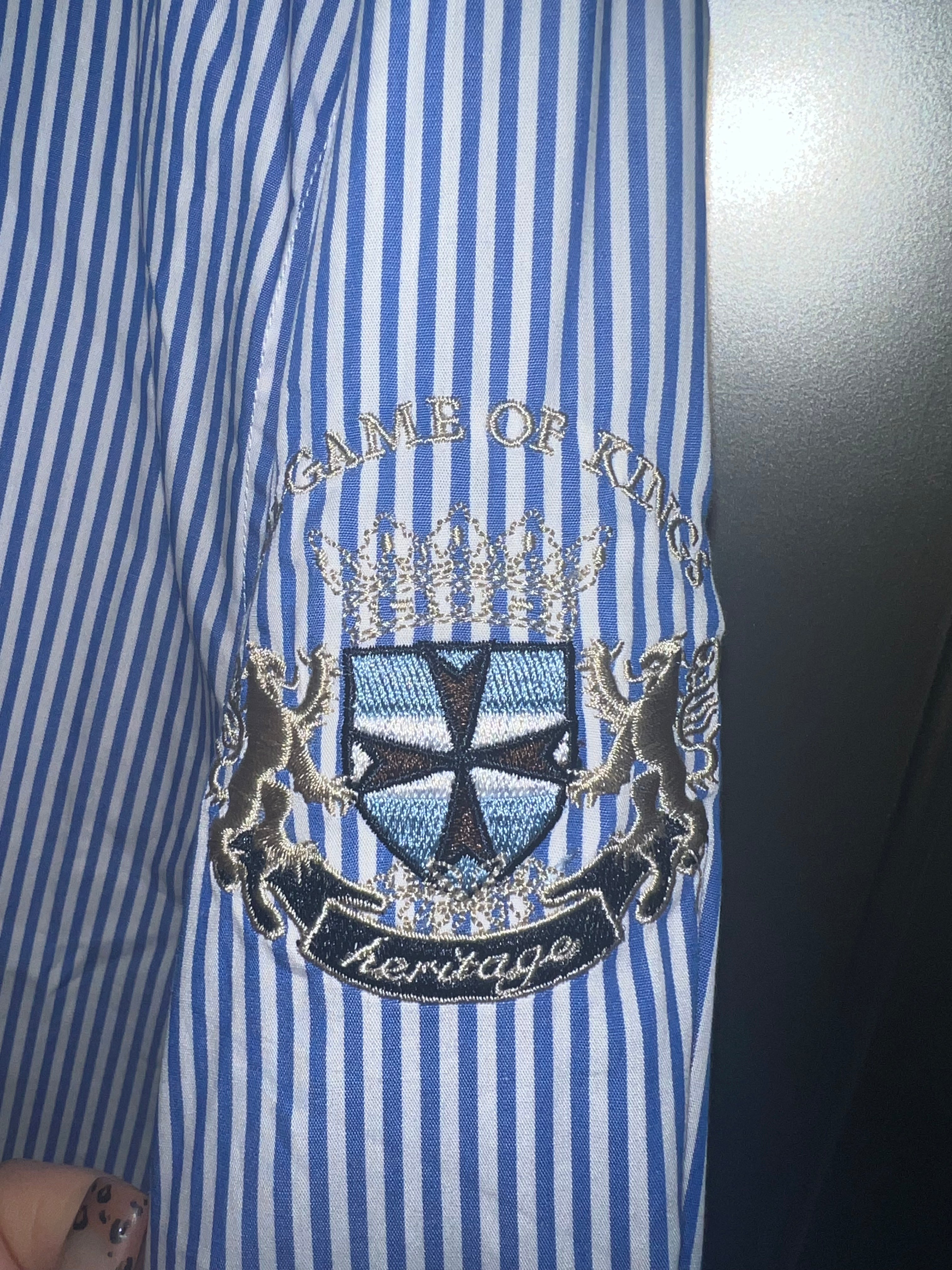 Hv Polo Ultramarine Pinstripe Men’s Large Shirt Rrp £109