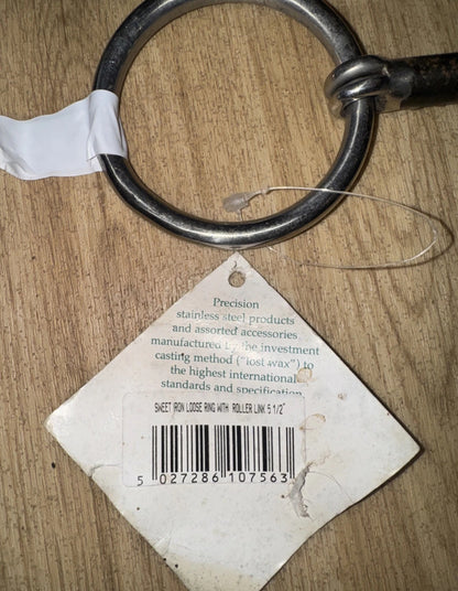 Sweet Iron Loose Ring Snaffle & Rollers 5.5” NEW