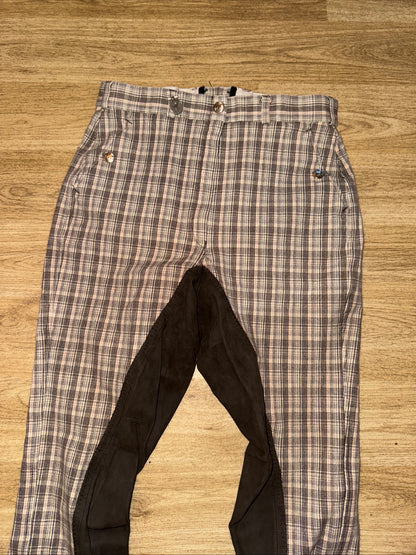 Pikeur Beige Check Ladies 26” Breeches - Full Suede Seat