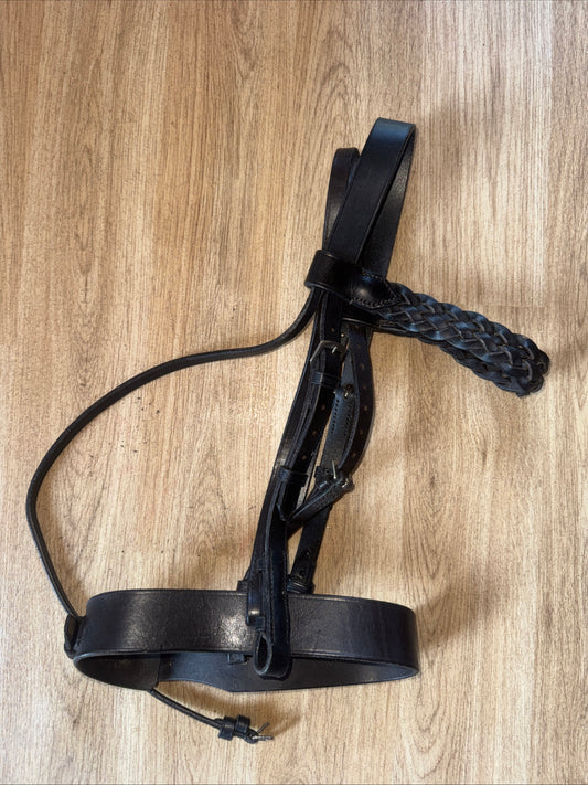 Morris & Nolan Dark Brown Plaited Show Bridle Hunter Pony Size English #222