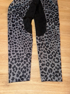 Leopard Print Grey Black Riding Tights - Ladies Medium