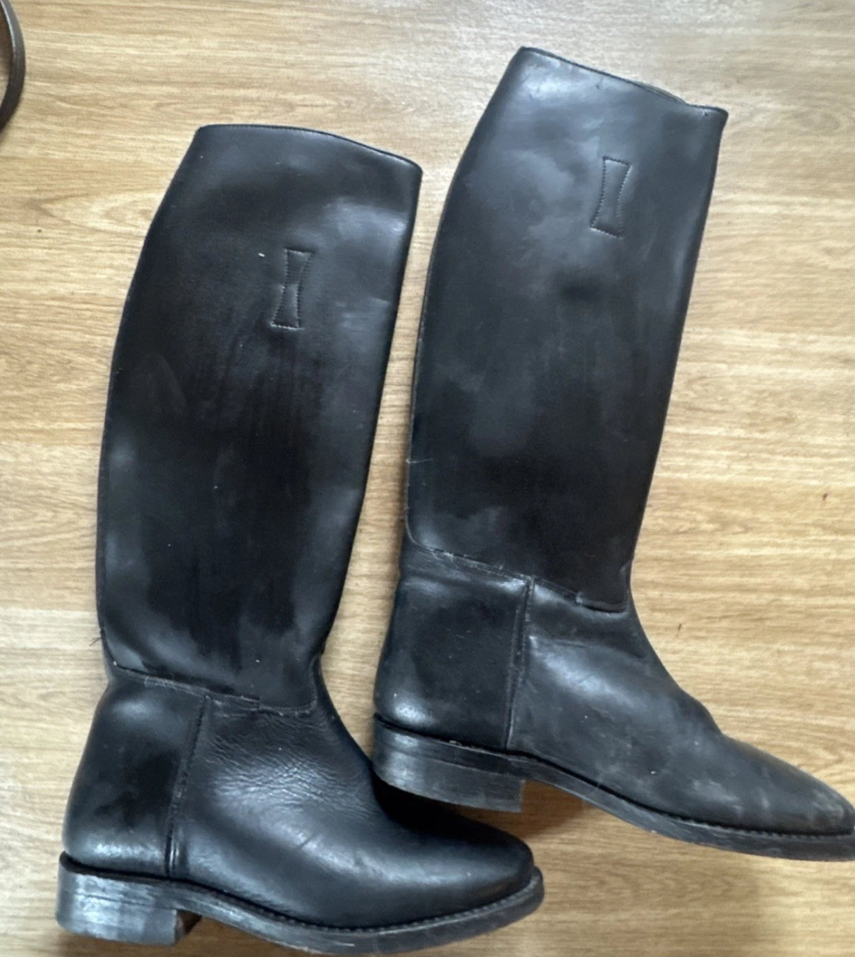 Long Leather Traditional Riding Boots - Ladies Size 4