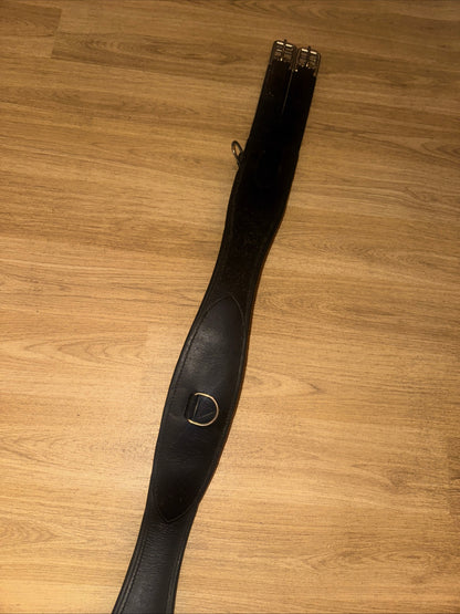48” Black Shaped Leather Horse Girth – Elasticated – 120cm