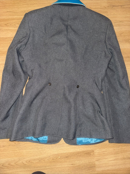 Caldene Grey Ladies 34” Show Jacket Turquoise Velvet Collar #72