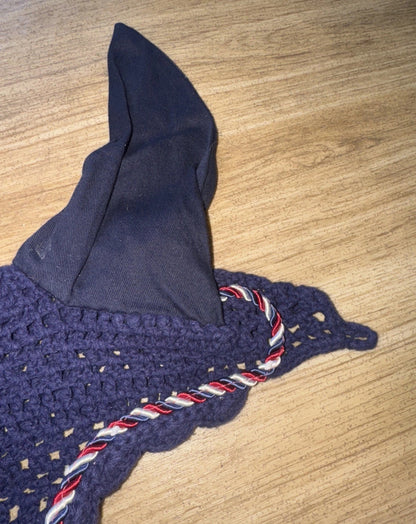 Navy Bound Red White Trim Full Size Ears Ear Veil #28
