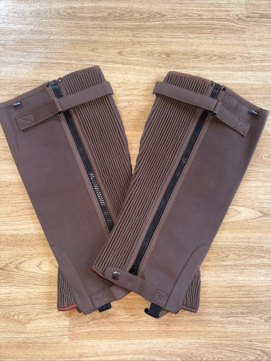 New Brown Suede Effect Half Chaps XL More XXL | Horse Riding Gear