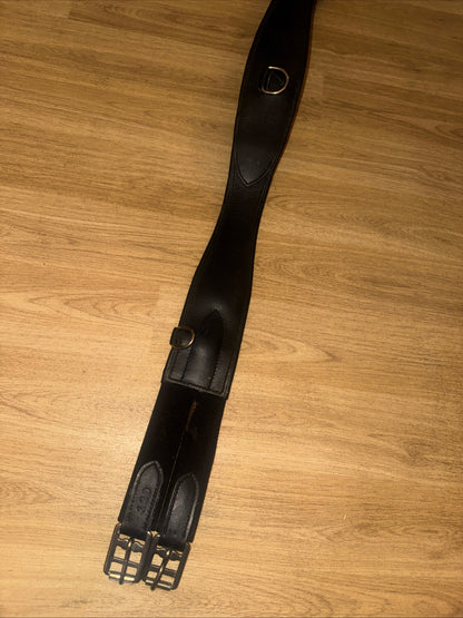 48” Black Shaped Leather Horse Girth – Elasticated – 120cm