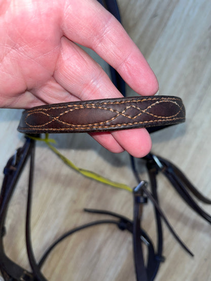 Brown English Leather Flash Bridle with Fancy Stitching – Full Size
 #38