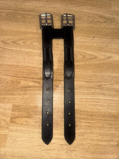 Shires Black Leather Elasticated Girth Extender | Increase Girth Size