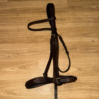 Pony Size English Leather Bridle – Brown Soft Leather Pony Bridle with 15” Browband
 #777