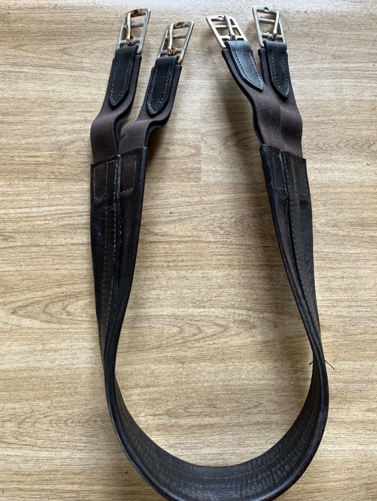 44” Brown Leather Horse Girth – Elastic Ends English Saddle Girth