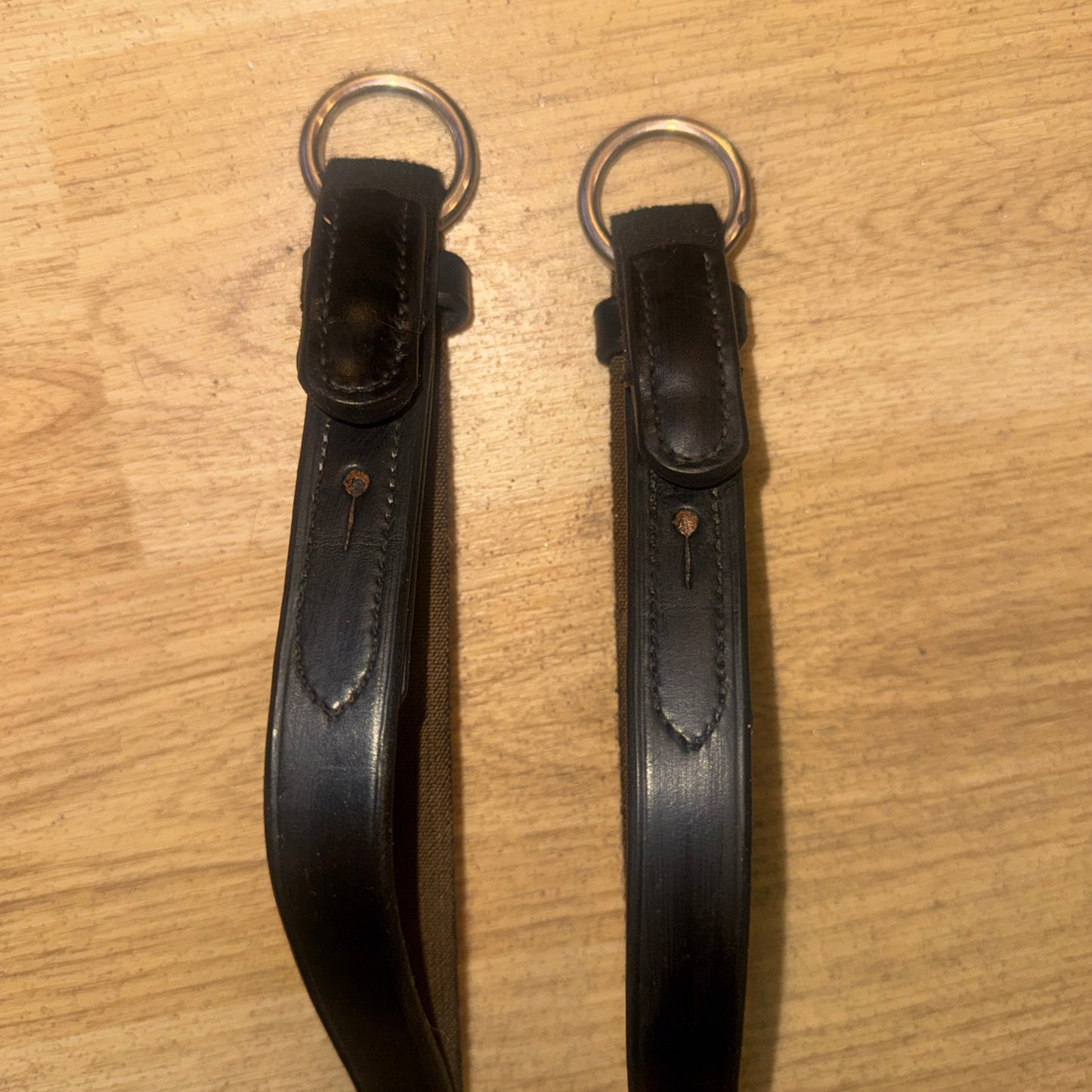 Black Leather Elasticated Flexi Reins - Full #1
