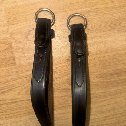 Black Leather Elasticated Flexi Reins - Full #1