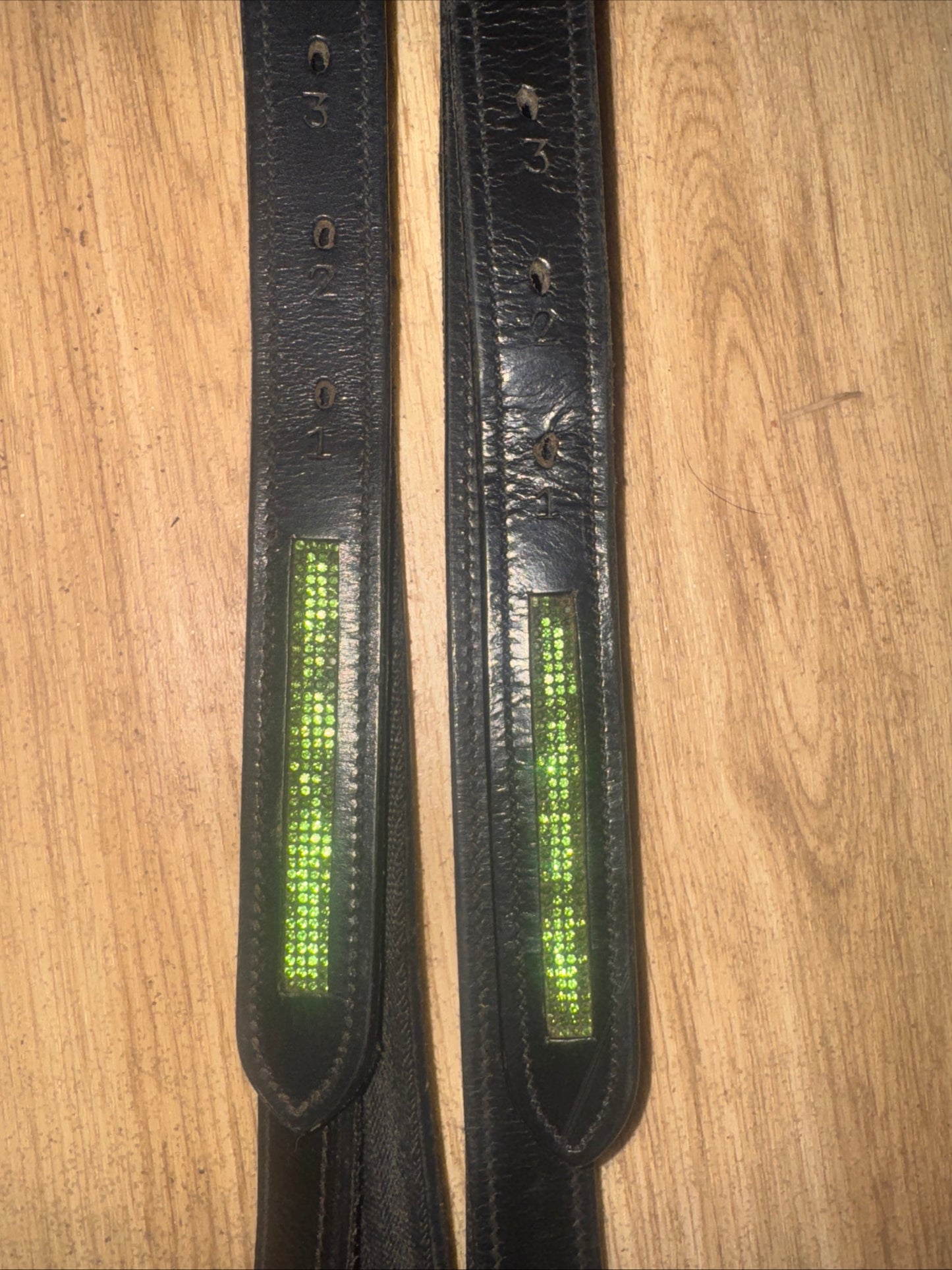 Bling Trim Black Leather 54” Stirrup Leathers - Bonded #344