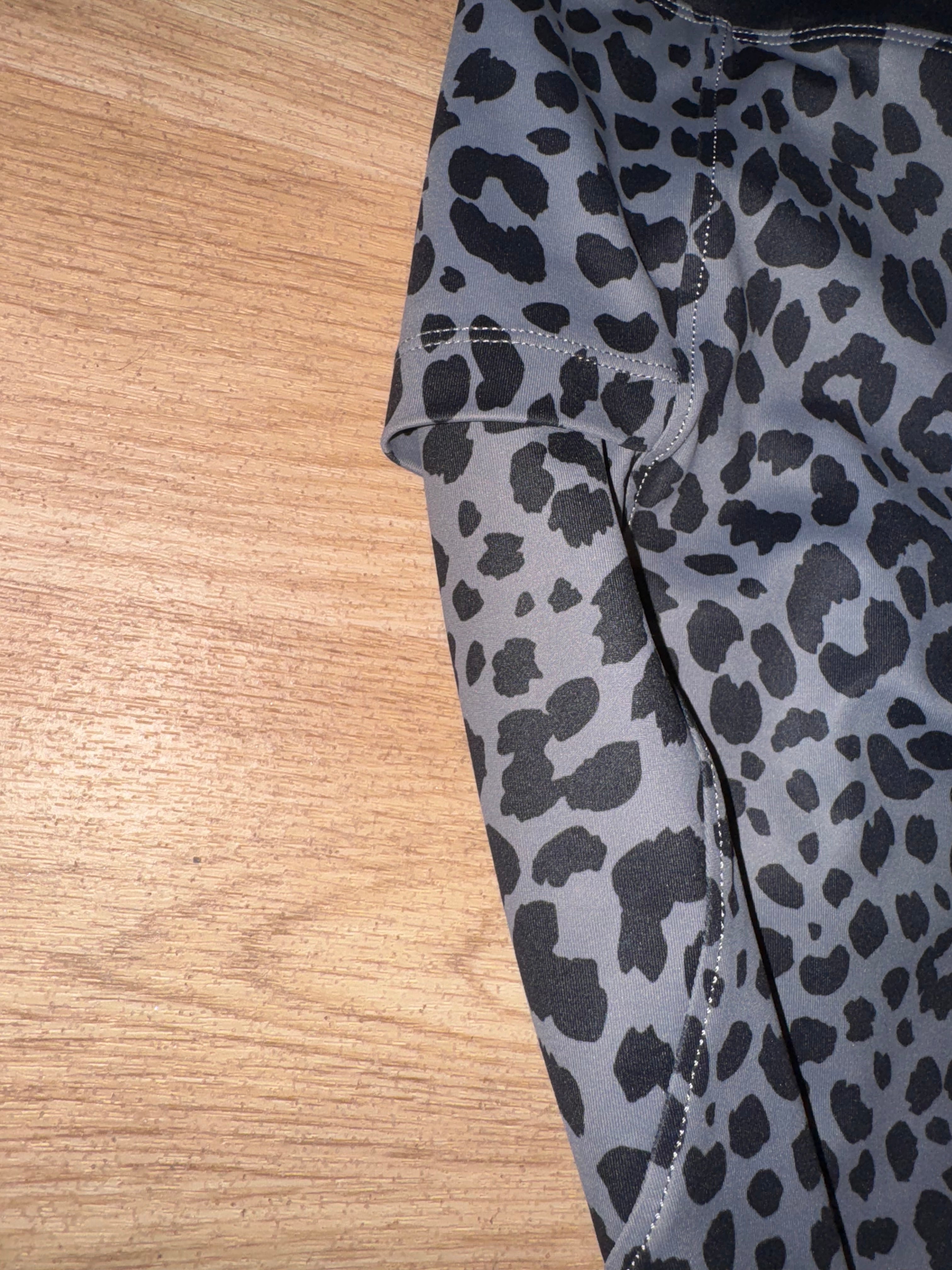 Leopard Print Grey Black Riding Tights - Ladies Medium