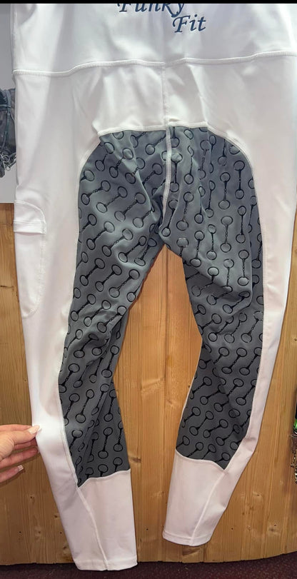 Funky Fit Silicone Seat Riding Tights - Grey Or White Seat