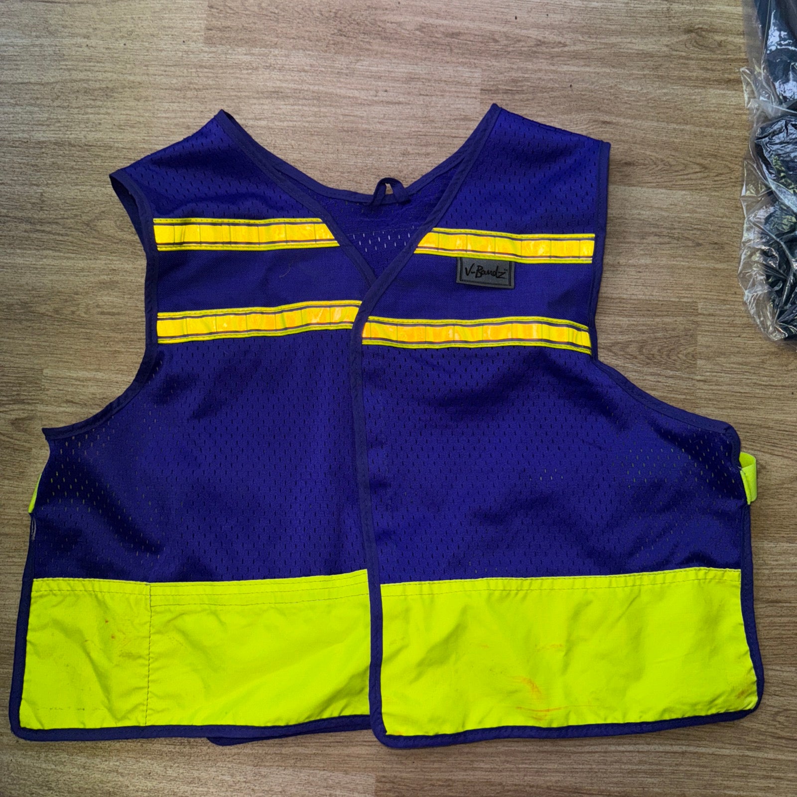 V Bandz Purple Yellow Reflective Hi Viz Vest Tabard - Large Ladies
