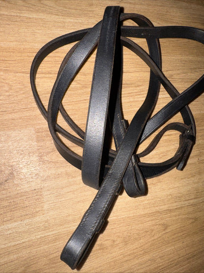 Plain Black Leather Reins 54” Full Size | Second Hand Tack #346