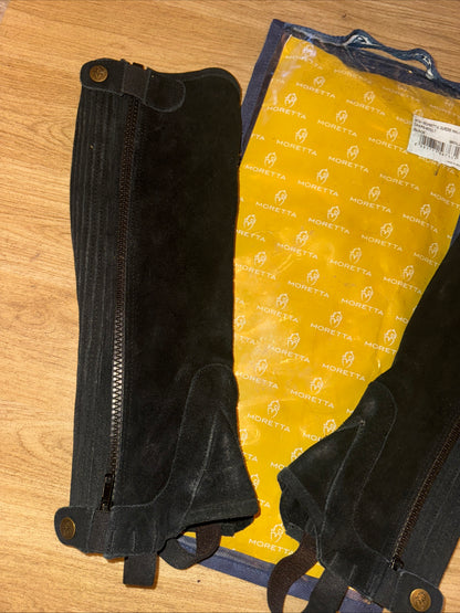 Shires Moretta Black Suede Half Chaps - Ladies Small