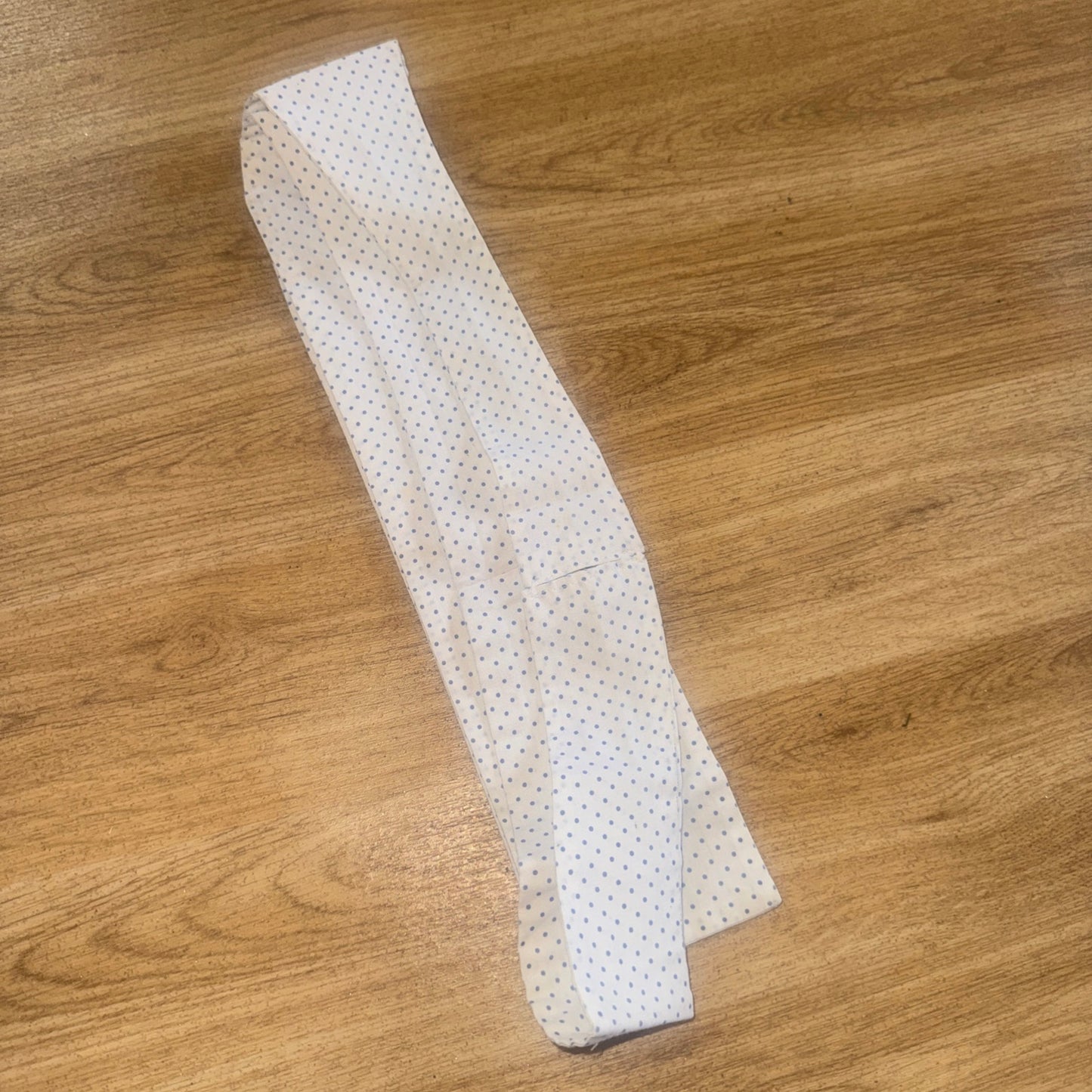 White Stock With Blue Polka Dots | Self Tie Hunting Sj Jumping Eventing Showing